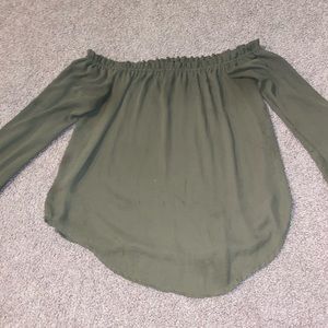 Off Shoulder Olive Blouse